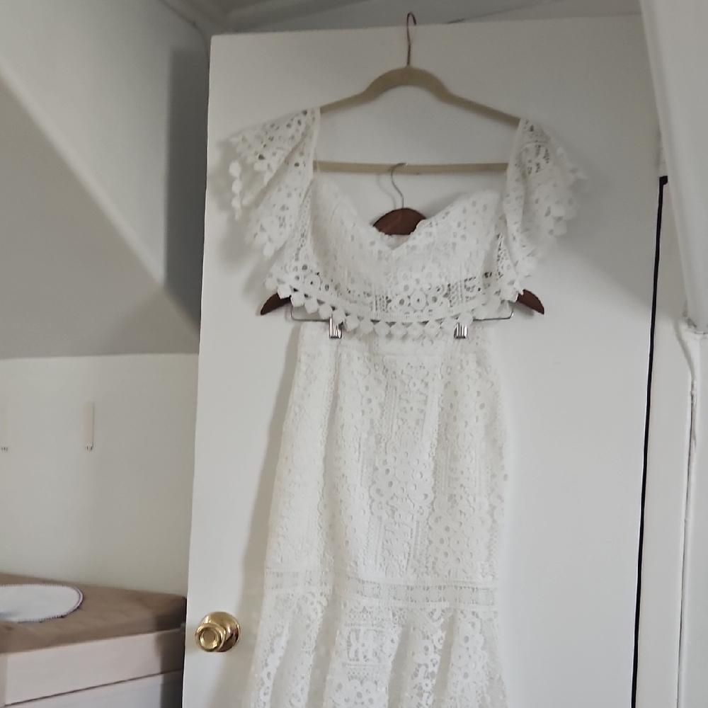 CELINE White Lace Dress